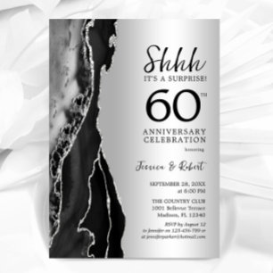 Silbernes Schwarzes Überraschungsjubiläum 60 Jahre Einladung