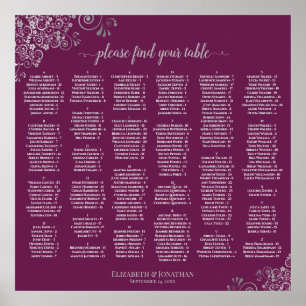 Silbernes Spitzenmuster auf Cassis Alphabetische S Poster