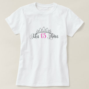 Silbernes Tiara-Rosa Mis 15 Anos Quinceanera T-Shirt