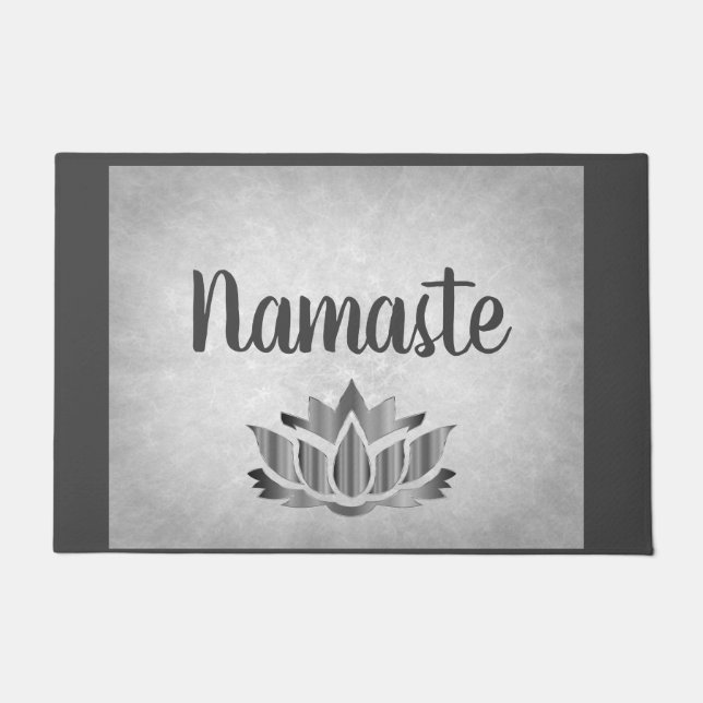 Silbernes und graues Namaste Fußmatte (Vorderseite)
