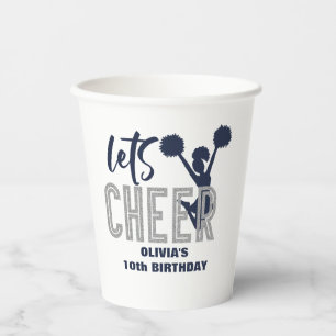 Silbernes und Navy Cheer Geburtstagsfeier Cheerlea Pappbecher
