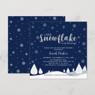 Silbernes und Navy Winter Wonderland Jungen-Baby-P Einladung