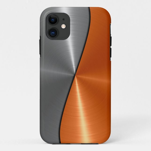Silbernes und orange Edelstahl-Metall Case-Mate iPhone Hülle (Rückseite)