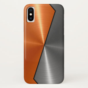 Silbernes und orange Edelstahl-Metall Case-Mate iPhone Hülle