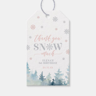 Silbernes und rosa Winter Wonderland Dankeschön Geschenkanhänger