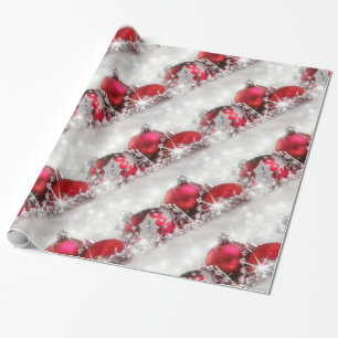 Silbernes und rotes WeihnachtsPackpapier Geschenkpapier