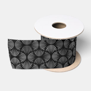 Silbernes und schwarzes Art Deco-Muster Satinband