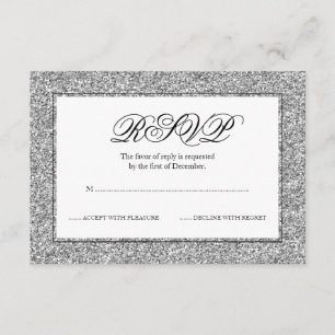 Silbernes und schwarzes Imitat-Glitzer UAWG RSVP Karte