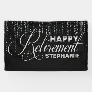 Silbernes und schwarzes Ruhestands-Party Banner