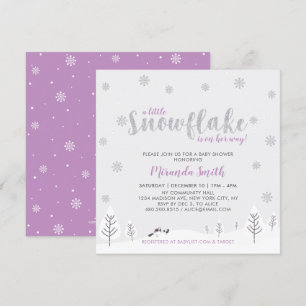 Silbernes und violettes Winter Wonderland Mädchen  Einladung