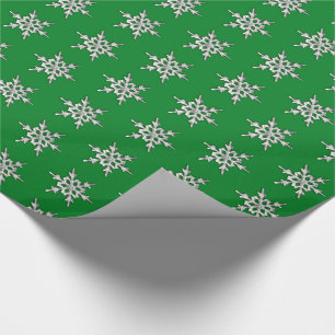 Silbernes und weißes Schneeglöckchen auf Tannengrü Geschenkpapier