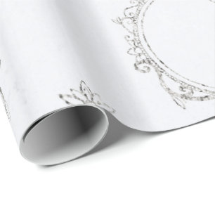 Silbernes und weißes Vintage Geschenkpapier