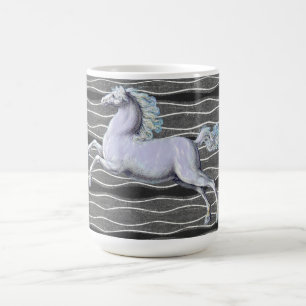 Silbernes Vintage-Pferd-Kunst-Mug-Tasse Kaffeetasse