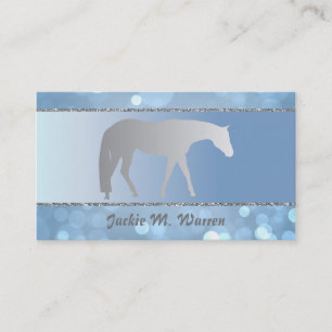 Silbernes Western-Vergnügens-Pferd auf blauem Visitenkarte
