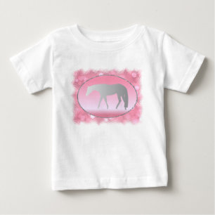 Silbernes Western-Vergnügens-Pferd auf rosa Broke Baby T-shirt