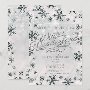 Silbernes Winter-Wunderland-Schneeflocken-Einladun Einladung