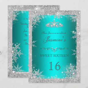 Silbernes Winter-Wunderland teal süße 16 Einladung