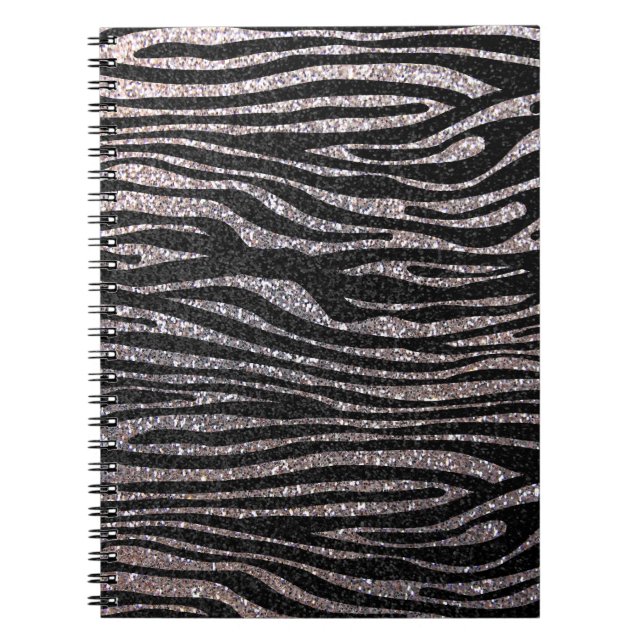 Silbernes Zebrastreifenmuster (bling Notizblock (Vorderseite)