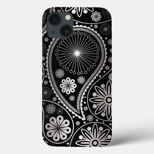 Silberpaisley-Muster Case-Mate iPhone Hülle (Rückseite)