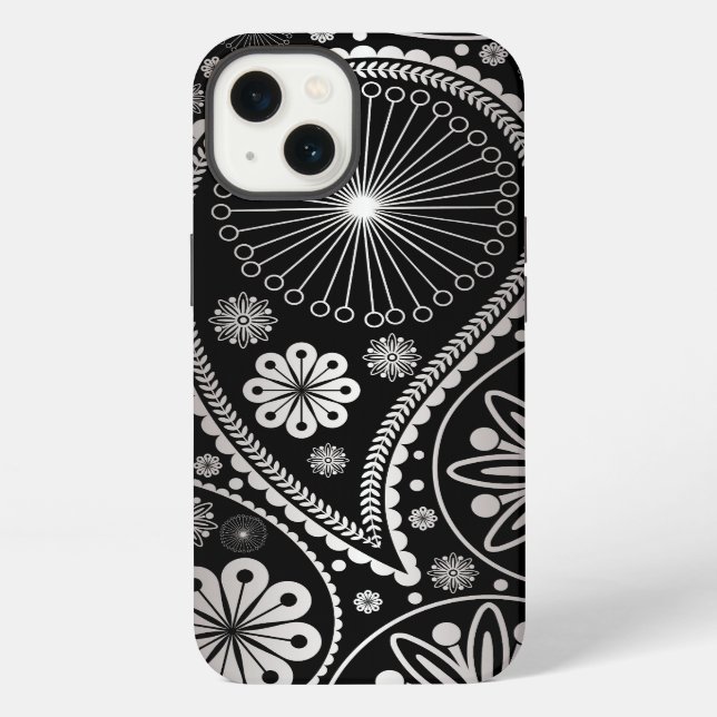 Silberpaisley-Muster iPhone Hülle (Rückseite)