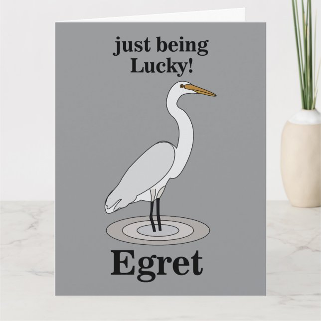 Silberreiher Glücksvogel Karte (Vorderseite)