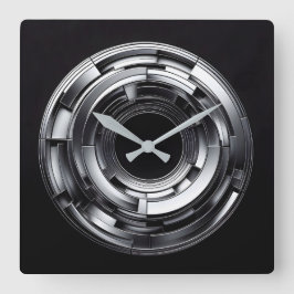 Silberringe Quadratische Wanduhr