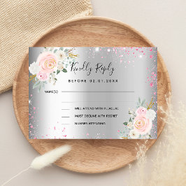 Silberrosa Blume Hochzeitsreaktion UAWG Mitteilungskarte