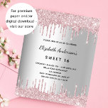 Silberrosa Glitzer - Einladung zum Geburtstag Flyer<br><div class="desc">Bitte beachten Sie, dass diese Einladung auf Flyer Papier und sehr dünn ist. Umschläge sind nicht enthalten. Für dickere Einladungen (gleiche Gestaltung) besuchen Sie bitte unseren Shop. Eine moderne, stilvolle und glamouröse Einladung für eine Sweet 16, 16 (oder jedes Alter) Geburtstagsparty. Ein Imitat silber aussehender Hintergrund mit einem eleganten rosa...</div>