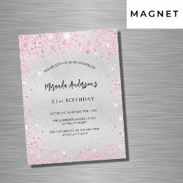 Silberrosa Glitzer Magneteinladung