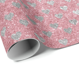 Silberrosa Rosenpulver Gold-Glitzer Geschenkpapier