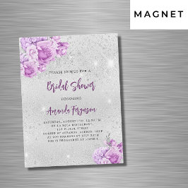 Silberrosa violette Blume Luxus-Brautparty Magneteinladung