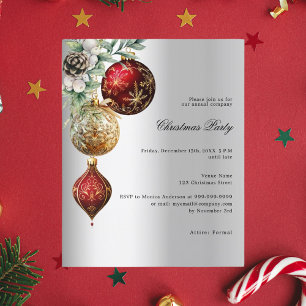 Silberrote goldene Weihnachtsfeier-Einladung