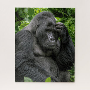 Silberrücken-Gorilla in tiefen Gedanken Puzzle