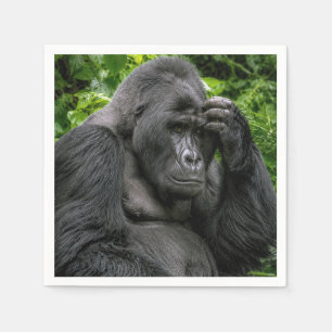 Silberrücken-Gorilla in tiefen Gedanken Serviette