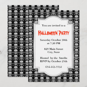 Silberschädel und Halloween-Party Einladung