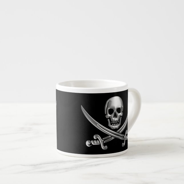 Silberschädel und Schwerter, überquert Espressotasse (Vorderseite Rechts)