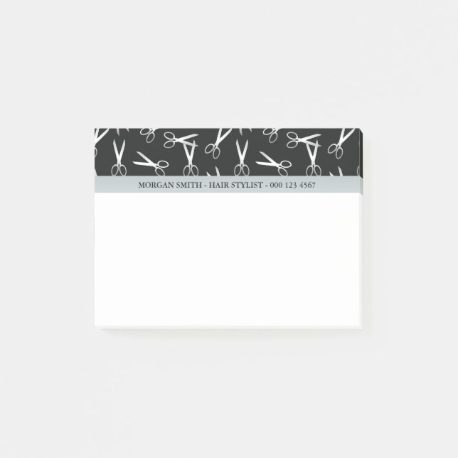Silberschere | Hair Stylist | Individuelle Name Post-it Klebezettel (Vorderseite)