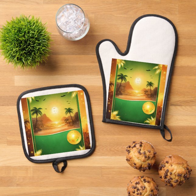 Silberschild-gequilter Ofen-Mitt Ofenhandschuh & Topflappen-Set (Oben Unten)