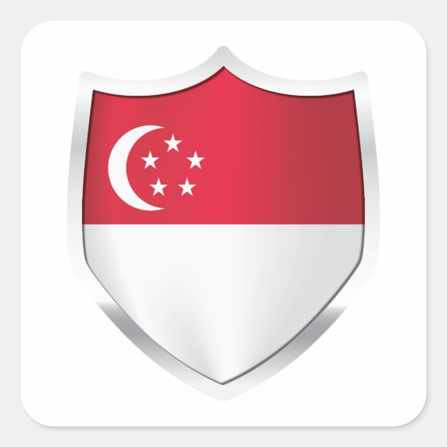 Silberschildflagge in Singapur Quadratischer Aufkleber (Vorderseite)