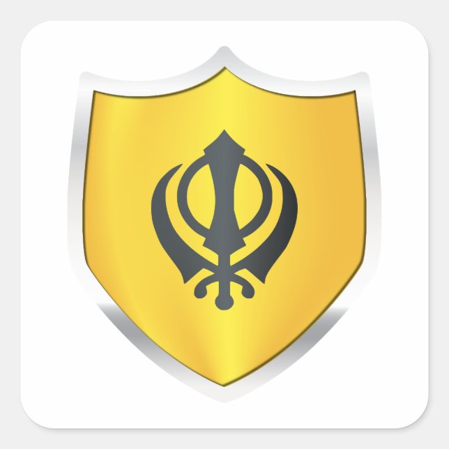 Silberschildflagge Khalistan Quadratischer Aufkleber (Vorderseite)