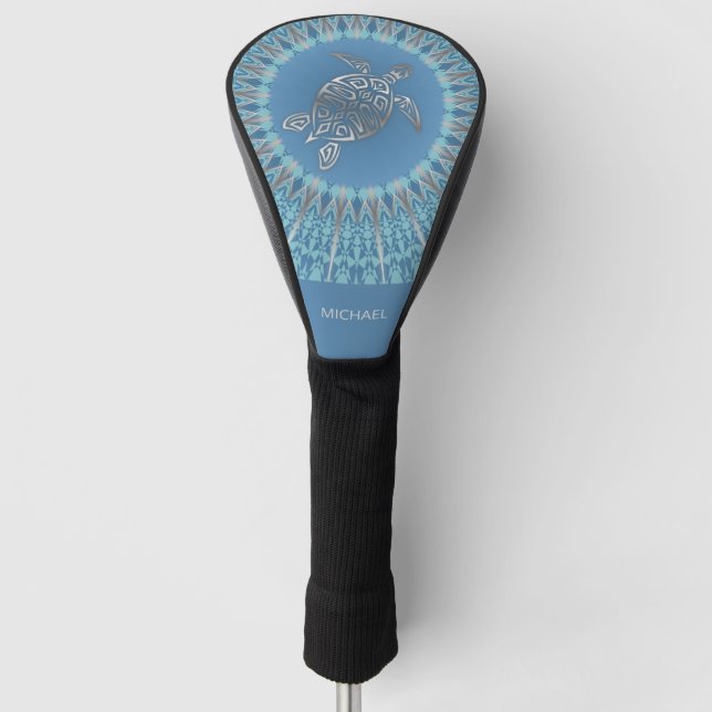 Silberschildkröte und Mandala Monogram Golf Headcover (Vorderseite)
