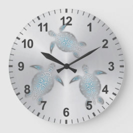 Silberschildkröten Küste Moderne Zahlen Große Wanduhr