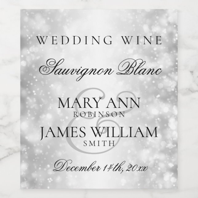 Silberschimmer-Leuchten für das Hochzeitwein Weinetikett (Einzelnes Label)