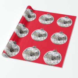 Silberschmuck auf rotem Umschlagpapier Geschenkpapier