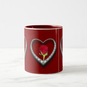 Silberschmuck Valentinherz mit Rote Rose Zweifarbige Tasse