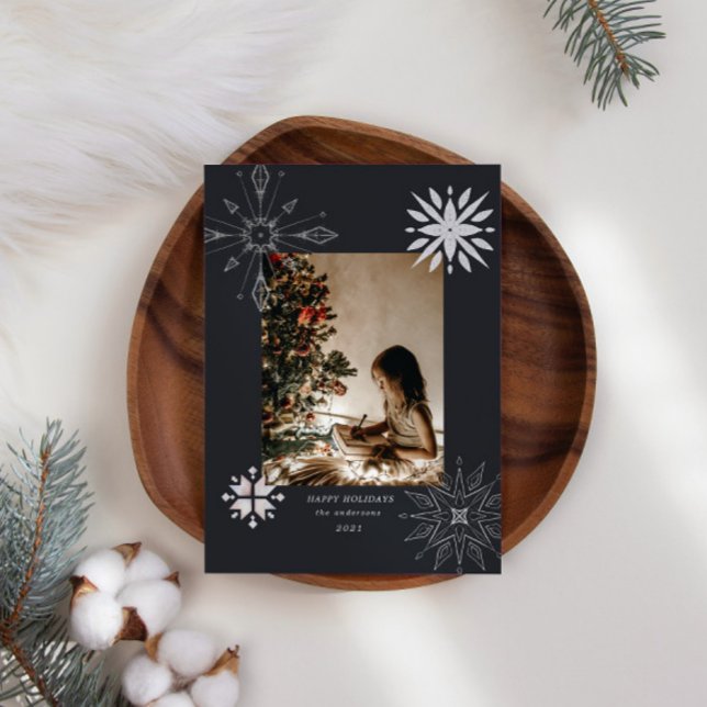 Silberschneeflocke Foto-Urlaubskarte Feiertagskarte (Von Creator hochgeladen)