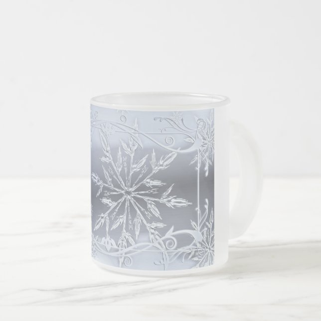Silberschneeflocke mattierte Tasse (VorderseiteRechts)