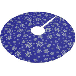 Silberschneeflocken auf blau polyester weihnachtsbaumdecke