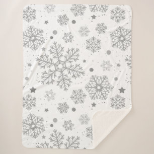 Silberschneeflocken auf weiß sherpadecke