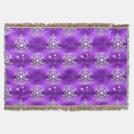Silberschneeflocken und weiße Sterne Lila Weihnach Decke